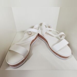 Marc Fisher Women's Grandie Size 6 M White And Cork Platform Sandals